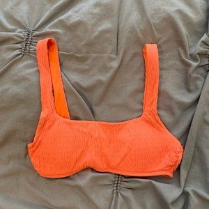 Aerie ruched neon orange bikini top